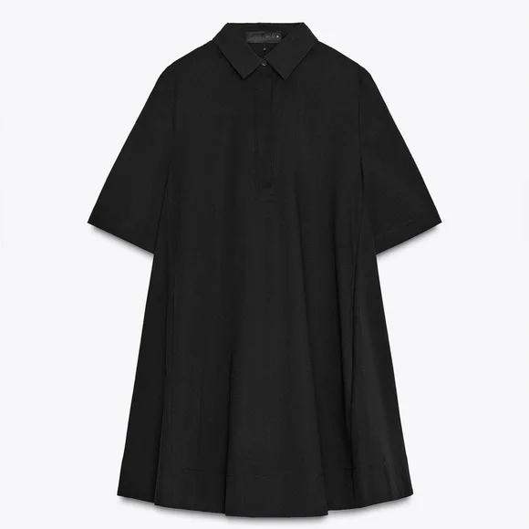 ZARA Short black poplin dress, ZW collection M NWT - Picture 6 of 12